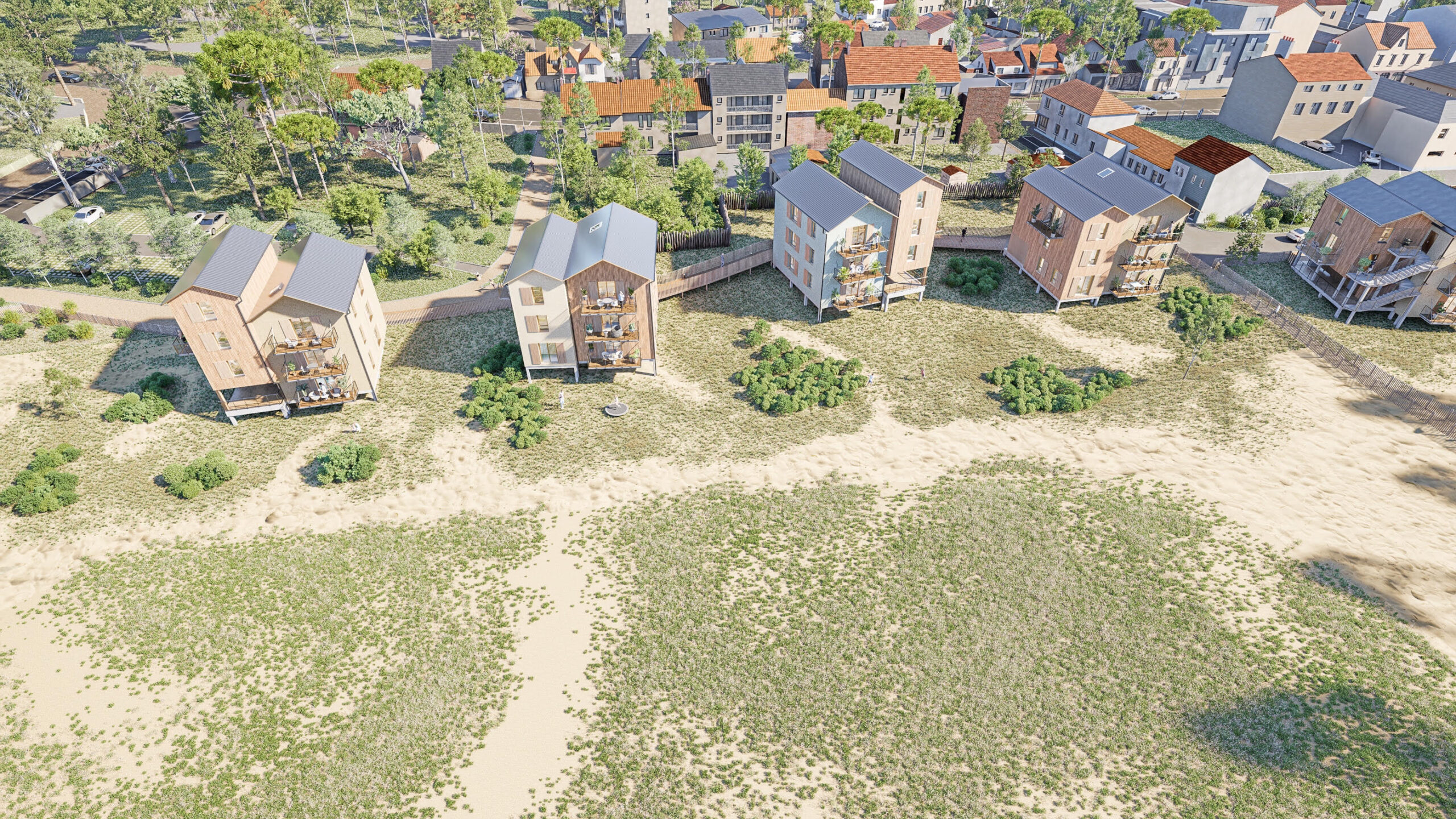 Les Lodges de la Pinede a Quend-Plage - perspective aerienne